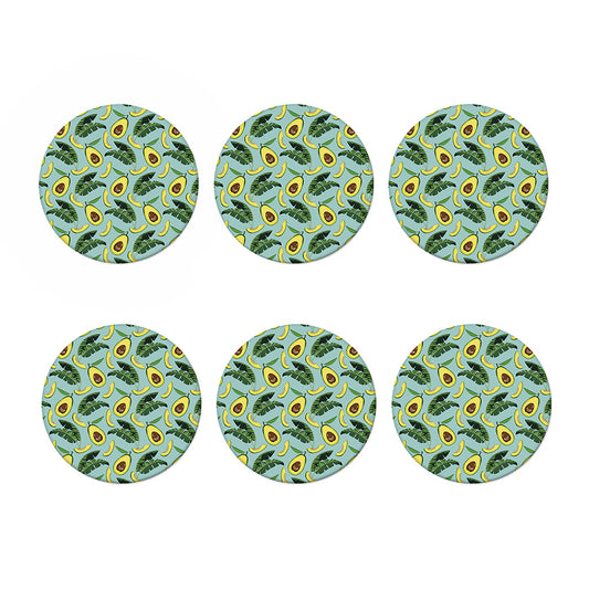 Banana Leaf Avocado Pattern Print Coaster Set