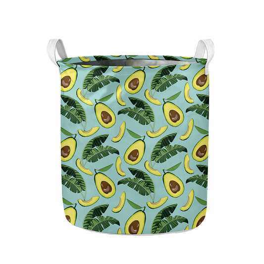 Banana Leaf Avocado Pattern Print Collapsible Laundry Basket