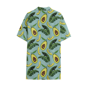 Banana Leaf Avocado Pattern Print Cotton Hawaiian Shirt