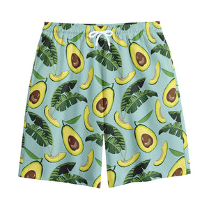 Banana Leaf Avocado Pattern Print Cotton Shorts