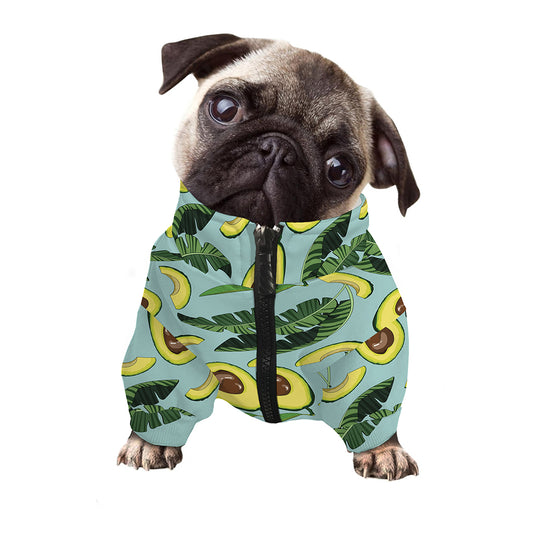 Banana Leaf Avocado Pattern Print Dog Zip Up Jacket