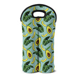 Banana Leaf Avocado Pattern Print Double Neoprene Wine Tote