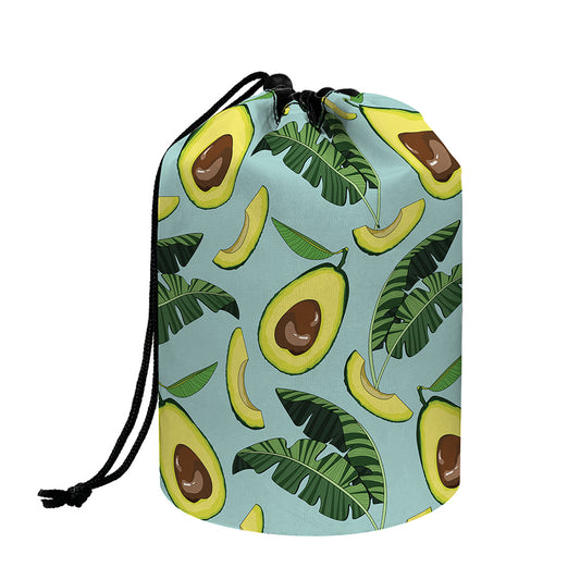 Banana Leaf Avocado Pattern Print Drawstring Makeup Bag