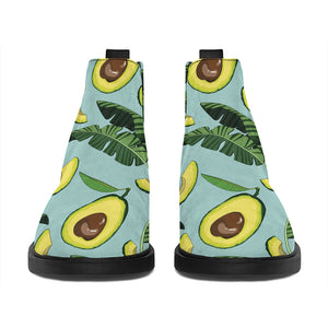 Banana Leaf Avocado Pattern Print Flat Ankle Boots