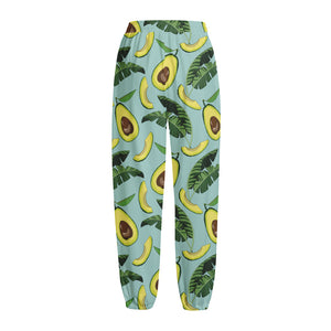 Banana Leaf Avocado Pattern Print Fleece Lined Knit Pants