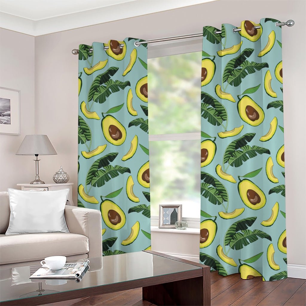 Banana Leaf Avocado Pattern Print Grommet Curtains