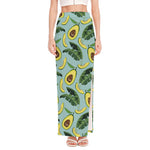 Banana Leaf Avocado Pattern Print High Slit Maxi Skirt