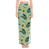 Banana Leaf Avocado Pattern Print High Slit Maxi Skirt