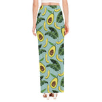 Banana Leaf Avocado Pattern Print High Slit Maxi Skirt