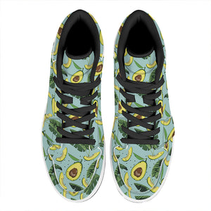 Banana Leaf Avocado Pattern Print High Top Leather Sneakers