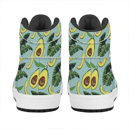 Banana Leaf Avocado Pattern Print High Top Leather Sneakers