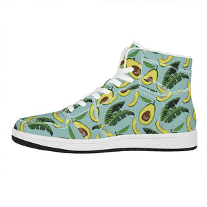 Banana Leaf Avocado Pattern Print High Top Leather Sneakers