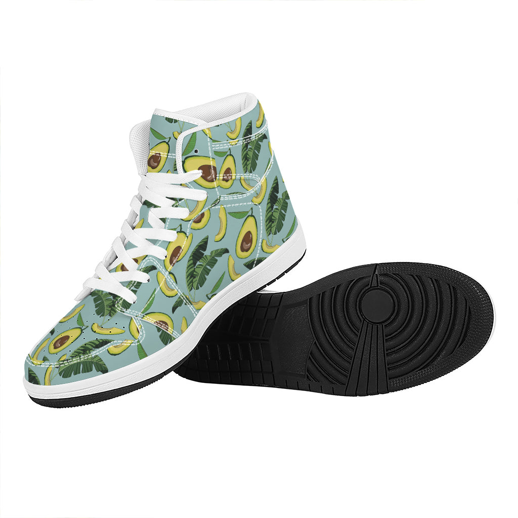 Banana Leaf Avocado Pattern Print High Top Leather Sneakers