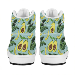 Banana Leaf Avocado Pattern Print High Top Leather Sneakers