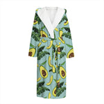 Banana Leaf Avocado Pattern Print Hooded Bathrobe