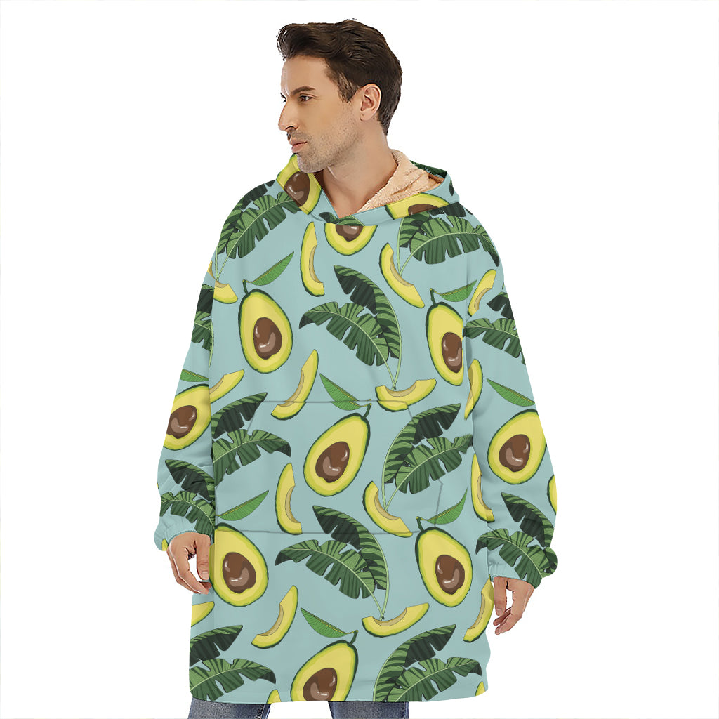 Banana Leaf Avocado Pattern Print Hoodie Blanket