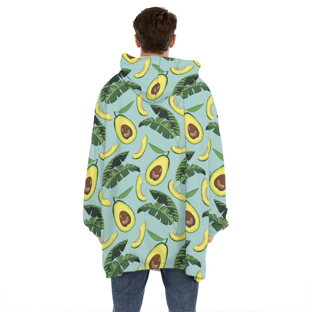 Banana Leaf Avocado Pattern Print Hoodie Blanket