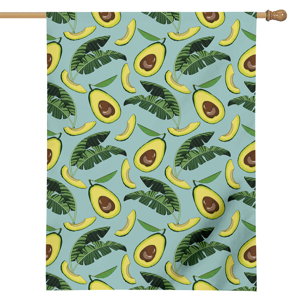 Banana Leaf Avocado Pattern Print House Flag