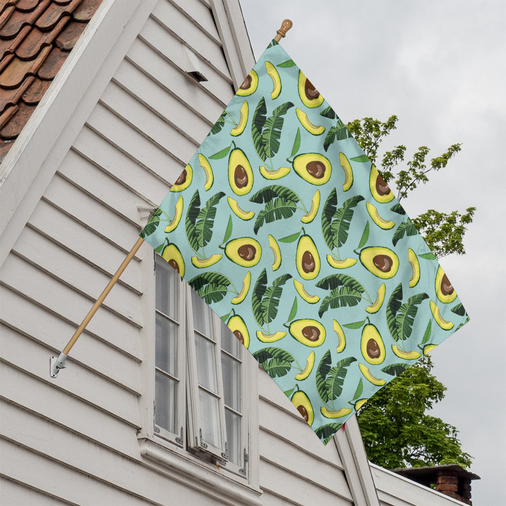 Banana Leaf Avocado Pattern Print House Flag