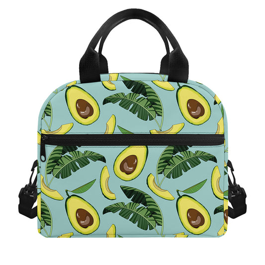 Banana Leaf Avocado Pattern Print Insulated Lunch Bag