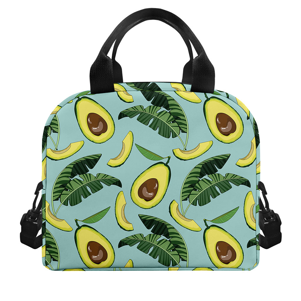 Banana Leaf Avocado Pattern Print Insulated Lunch Bag