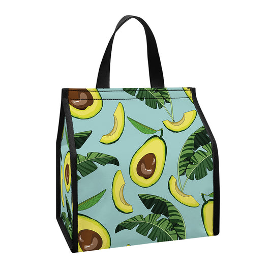 Banana Leaf Avocado Pattern Print Insulated Lunch Tote