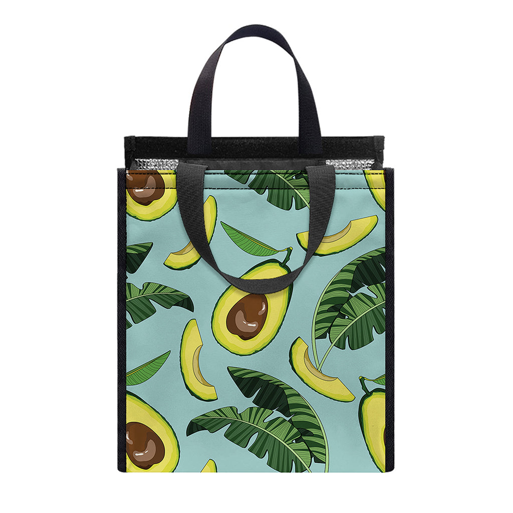 Banana Leaf Avocado Pattern Print Insulated Lunch Tote