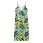 Banana Leaf Avocado Pattern Print Jersey Midi Cami Dress