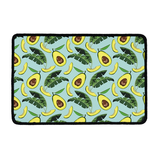 Banana Leaf Avocado Pattern Print Kitchen Mat