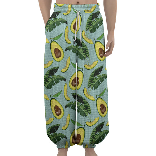 Banana Leaf Avocado Pattern Print Lantern Pants
