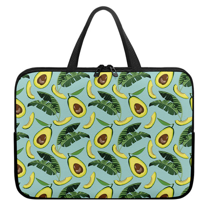 Banana Leaf Avocado Pattern Print Laptop Sleeve With Handle