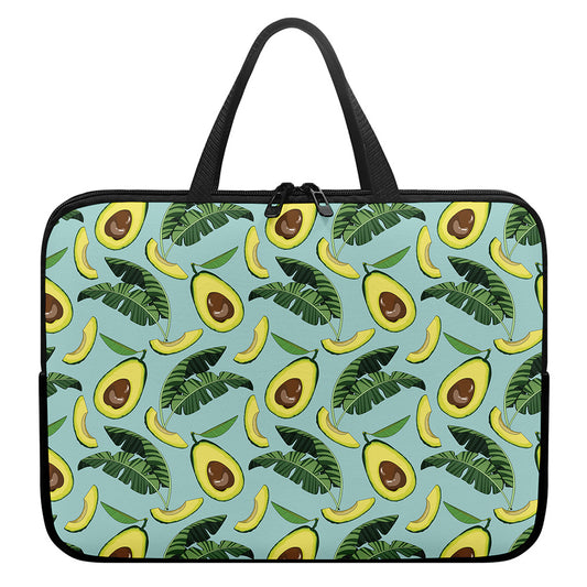 Banana Leaf Avocado Pattern Print Laptop Sleeve With Handle