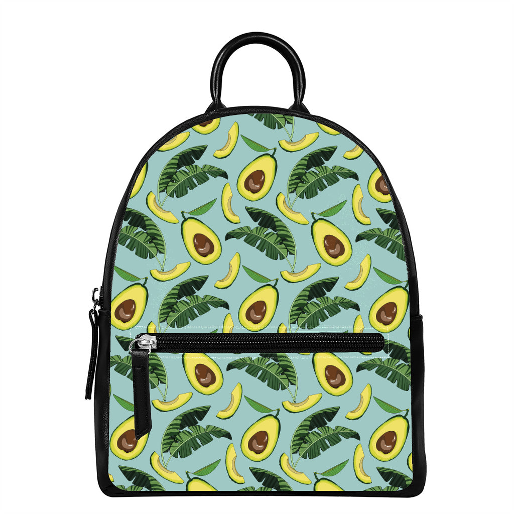 Banana Leaf Avocado Pattern Print Leather Backpack