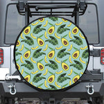 Banana Leaf Avocado Pattern Print Leather Spare Tire Cover