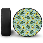 Banana Leaf Avocado Pattern Print Leather Spare Tire Cover
