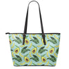 Banana Leaf Avocado Pattern Print Leather Tote Bag