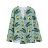 Banana Leaf Avocado Pattern Print Long Sleeve Short Coat