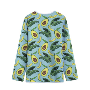 Banana Leaf Avocado Pattern Print Long Sleeve Short Coat