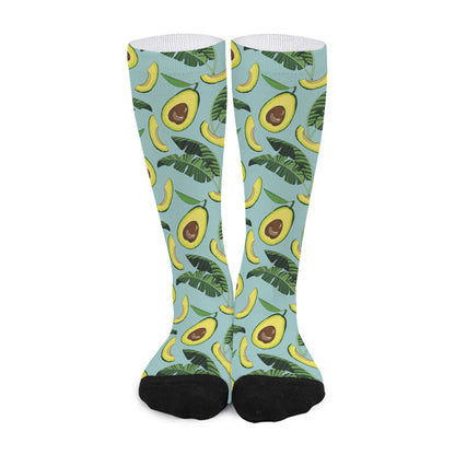 Banana Leaf Avocado Pattern Print Long Socks