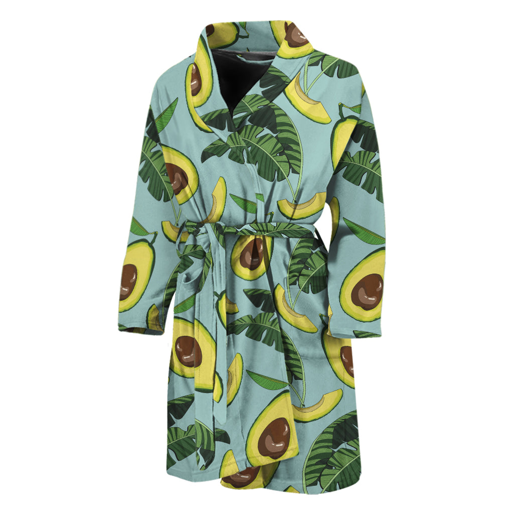 Banana Leaf Avocado Pattern Print Men's Bathrobe