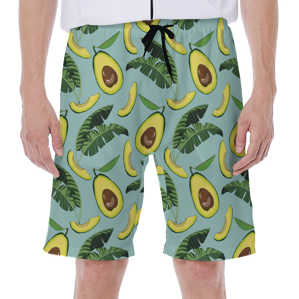 Banana Leaf Avocado Pattern Print Men's Beach Shorts