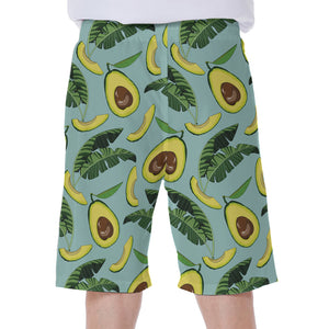 Banana Leaf Avocado Pattern Print Men's Beach Shorts