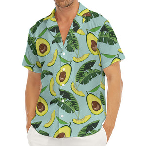 Banana Leaf Avocado Pattern Print Men's Deep V-Neck Shirt