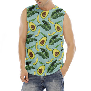 Banana Leaf Avocado Pattern Print Men's Fitness Tank Top