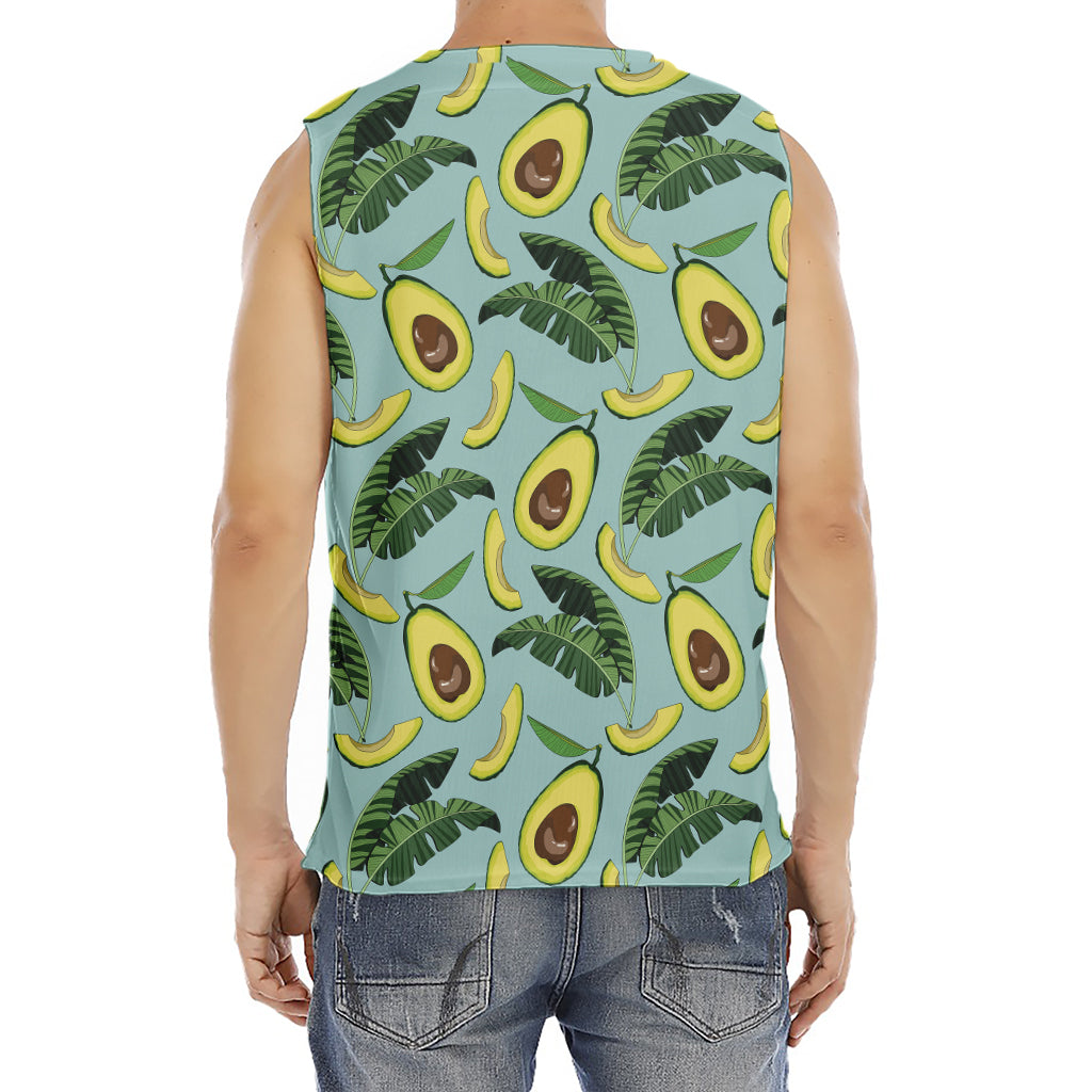 Banana Leaf Avocado Pattern Print Men's Fitness Tank Top