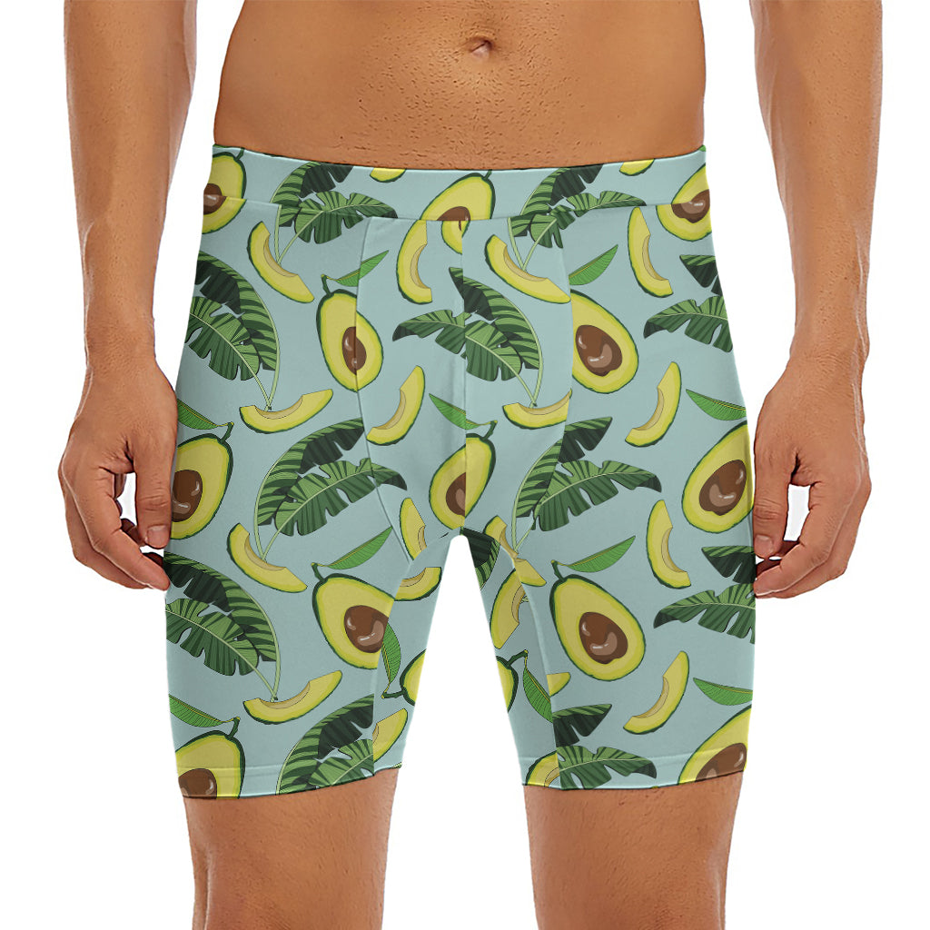 Banana Leaf Avocado Pattern Print Men's Long Boxer Briefs