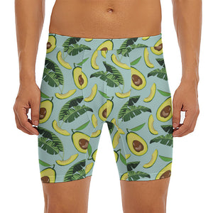 Banana Leaf Avocado Pattern Print Men's Long Boxer Briefs