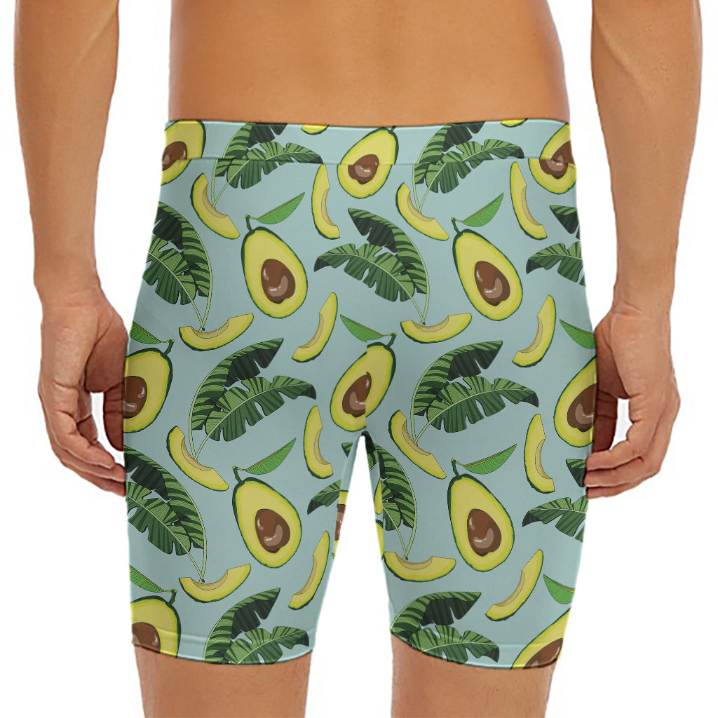 Banana Leaf Avocado Pattern Print Men's Long Boxer Briefs