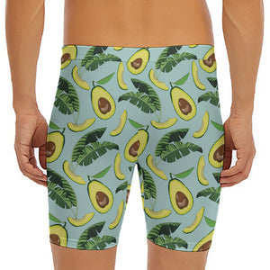 Banana Leaf Avocado Pattern Print Men's Long Boxer Briefs