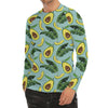 Banana Leaf Avocado Pattern Print Men's Long Sleeve Rash Guard